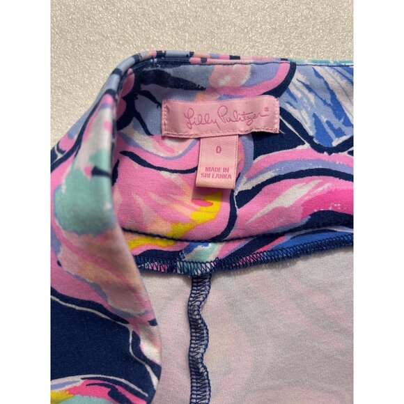 Lilly Pulitzer 4” Makenna Blue Pink Floral Stretchy Beach Shorts 0 Ponte - Picture 4 of 4